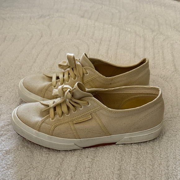 Superga Beige Canvas Lace-Up Sneakers - Picture 4 of 10